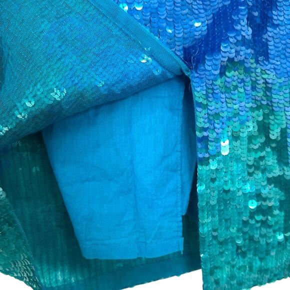 NWT French Connection Blue Green Ombre Sequin Pencil Skirt Size 6 - Picture 10 of 12